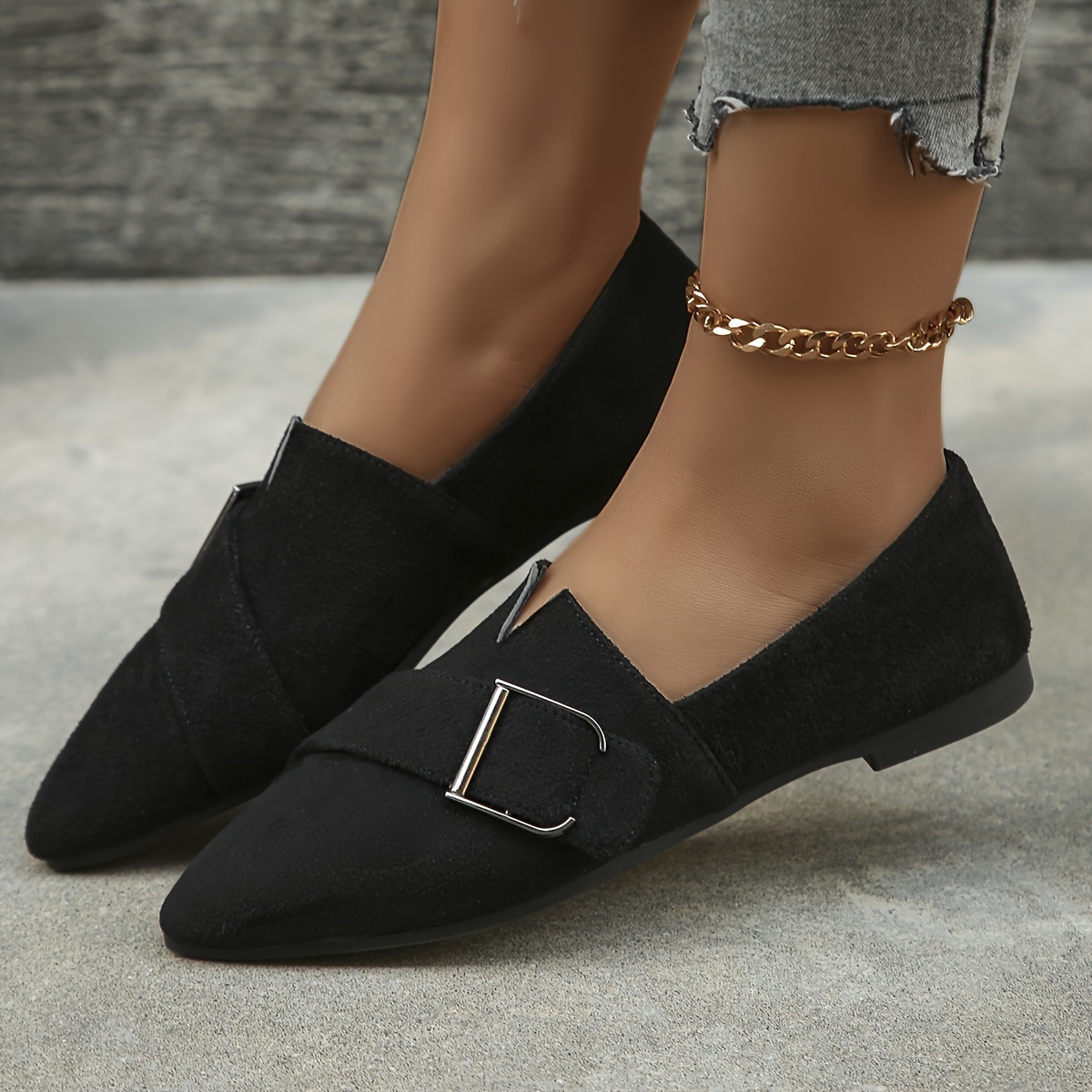 Black flat shoes for work online