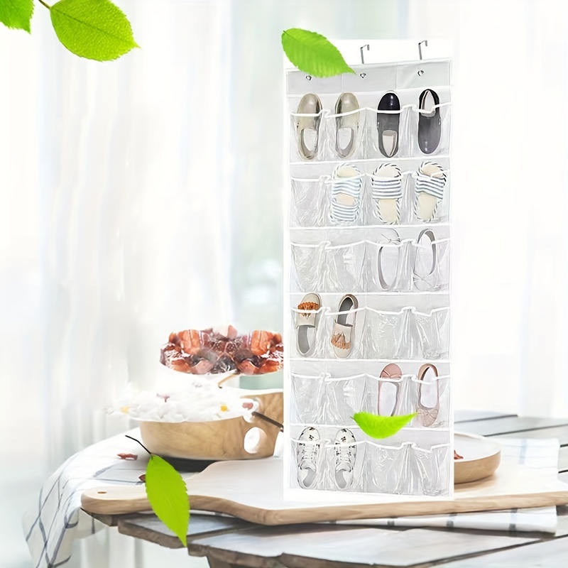 SimpleHouseware Crystal Clear Over The Door Hanging Shoe Organizer