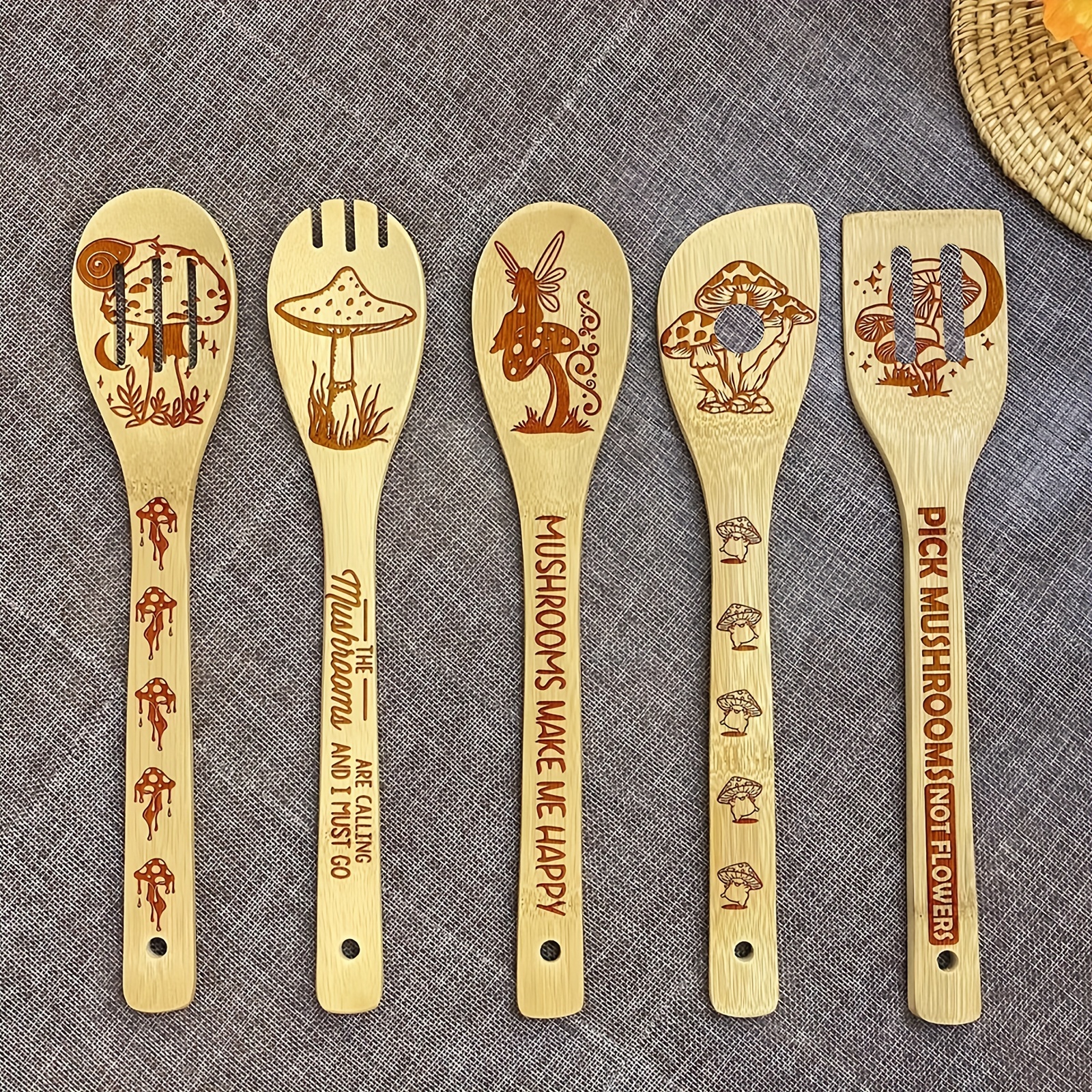 5pcs/set, Witchy Wooden Cooking Utensils Set, Halloween Bamboo Non-stick  Spoons And Spatulas Set, Magic Pattern Kitchen Cooking Tools, Gifts For  Women