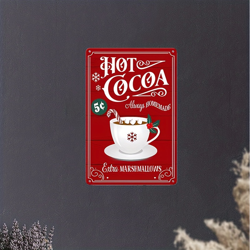 Tin Sign With Solid Stand Warm Up At The Hot Chocolate Bar For Holiday  Christmas Hot Chocolate Party Supplies, Christmas Winter Decorations - Temu  United Arab Emirates