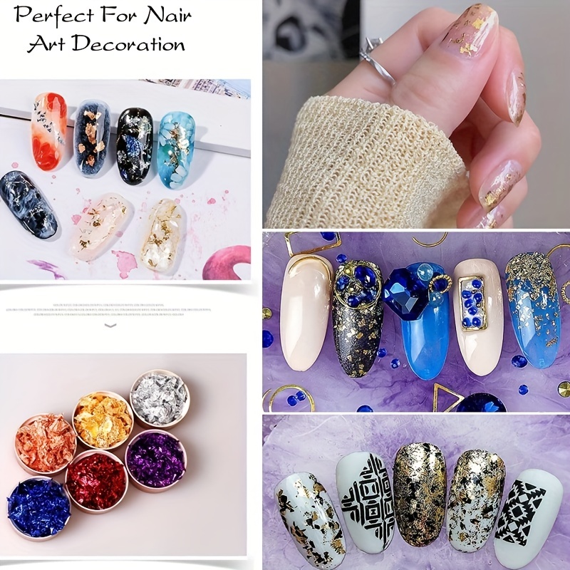 Gold, Silver, and Rose Gold Foil Flakes for Nail Art & Craft Foil