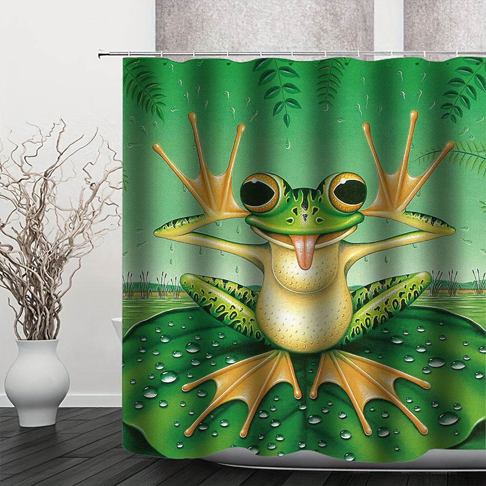 Shower Curtain Frog Animals Shower Curtain Set with 12 Plastic Hooks  Waterproof Fabric Bath Curtains for Bathroom Decor Machine Washable 72 x 72