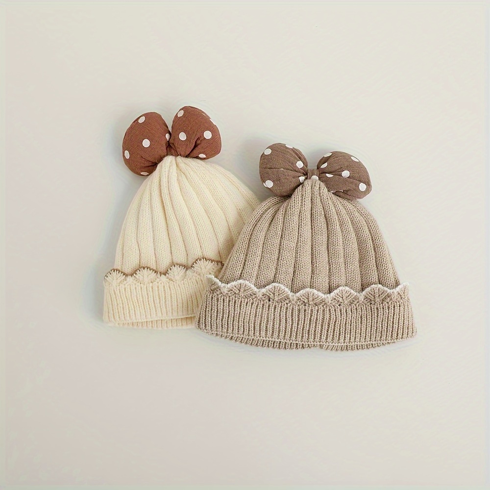 Bonnet en laine tricoté pour bébé, cache-oreilles, bonnet nœud papillon,  turban pour fille et garçon, bonnets monochromes pour document, bonnets  pour nouveau-né, casquettes d'hiver pour enfant, chapeaux mignons Ins
