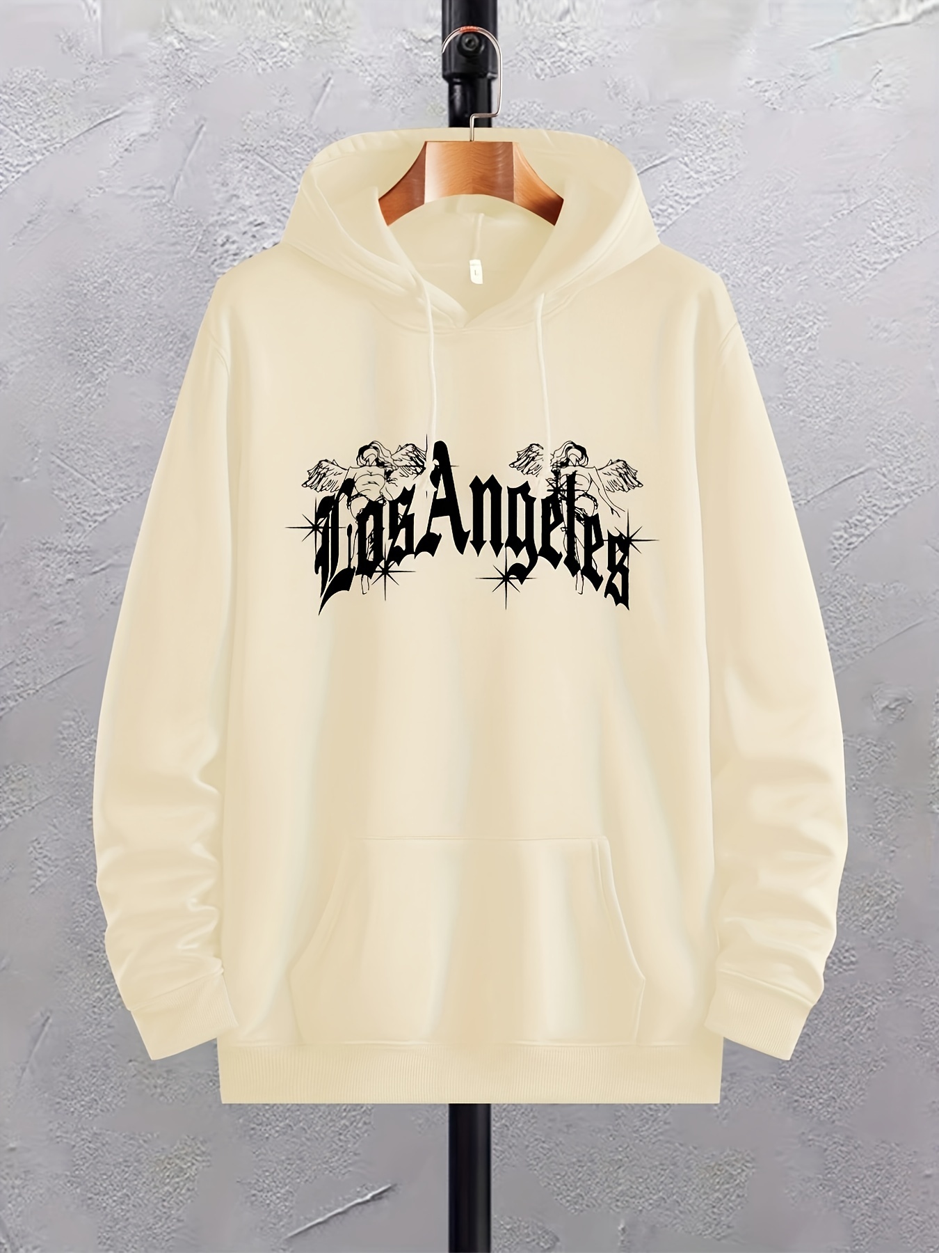 Men's Hoodie los Angeles Print Long Sleeve Pocket Drawstring