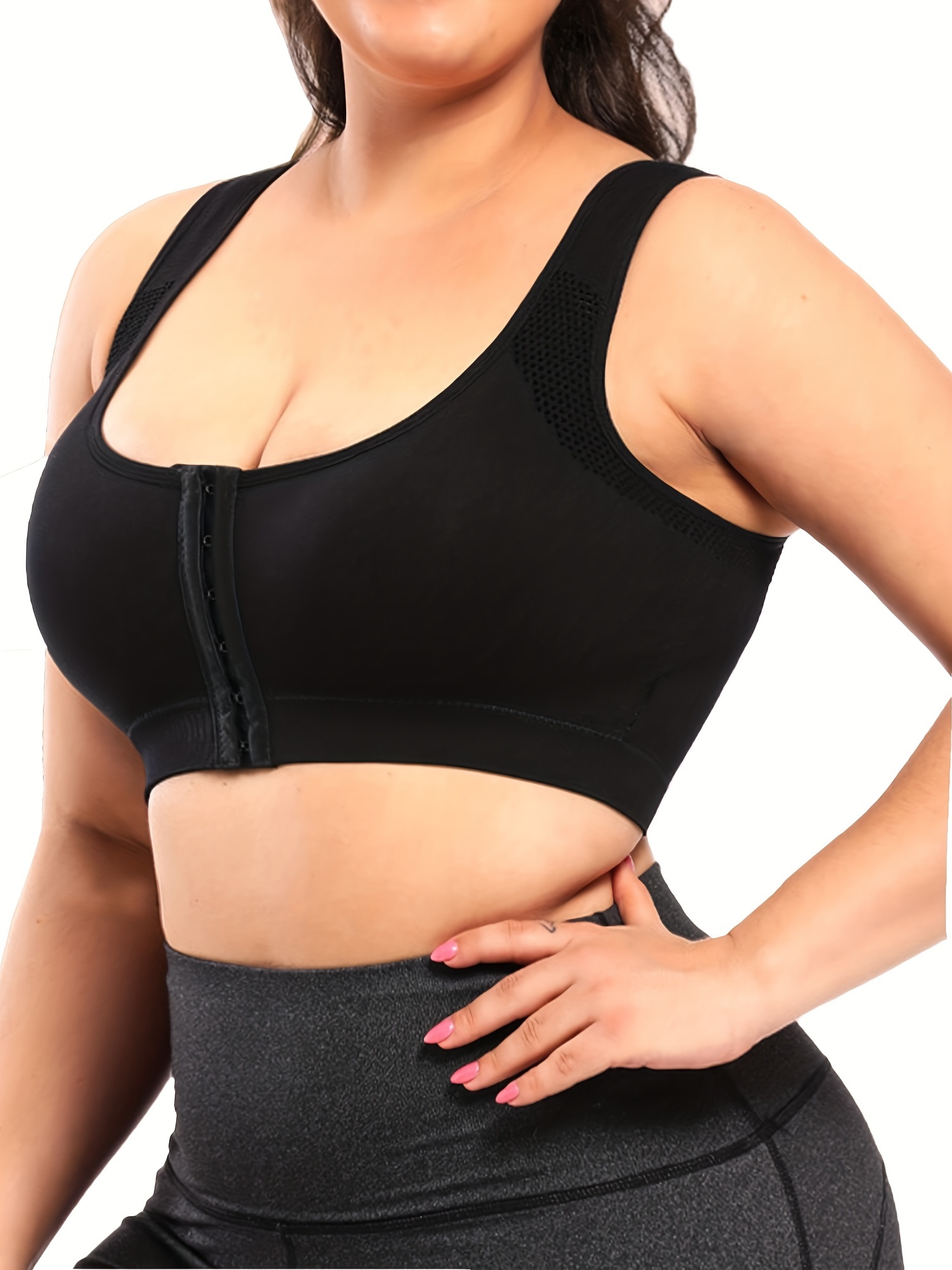 Women Post-Surgical Sports Support Bra Front Closure with Adjustable Straps  Breast Augmentation Bras Compression Bra, Black, X-Large : :  Clothing, Shoes & Accessories