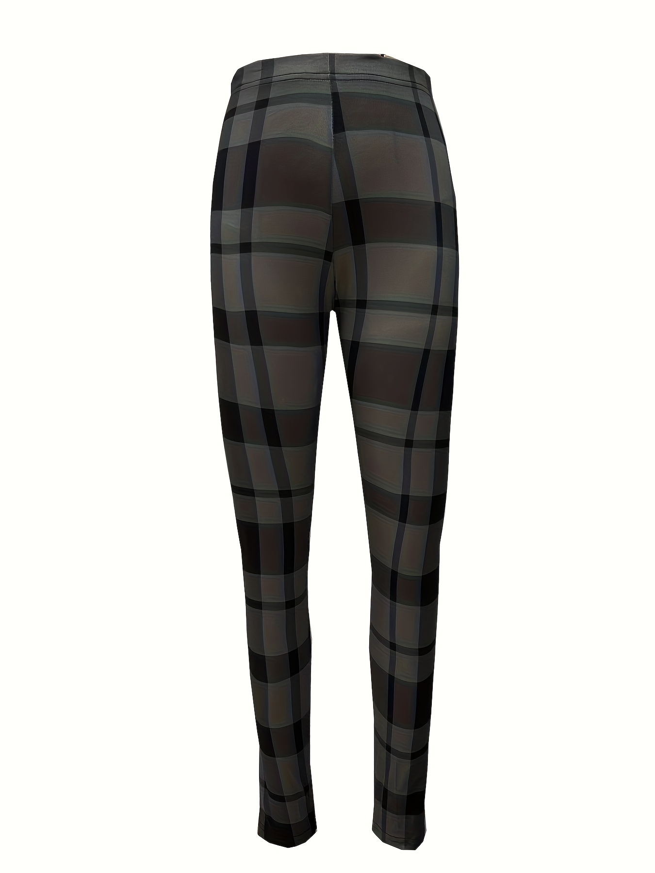 Preppy Plaid Print Skinny Leggings Casual Every Day Stretchy - Temu