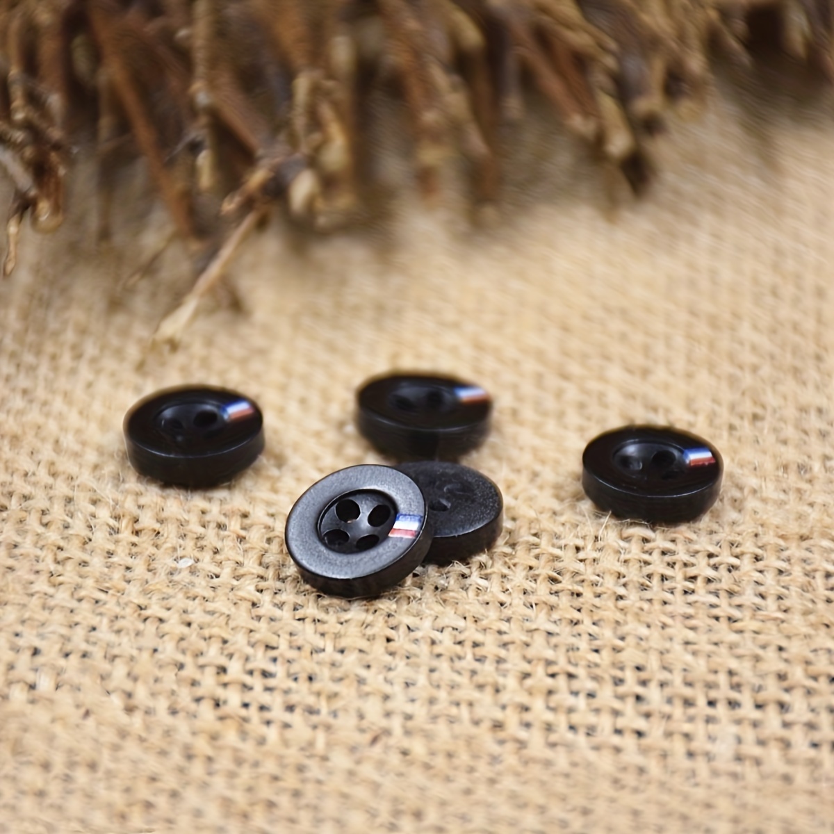 60 botones negros de resina plástica de costura de 1 pulgada para  manualidades, botones negros grandes, 4 agujeros, botones de costura para