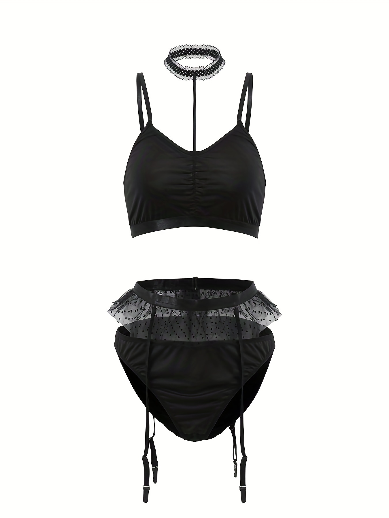 Plus Size Sexy Lingerie Set, Women's Plus Mesh Embroidery Bra & Panty Sexy  Lingerie 2pcs Set