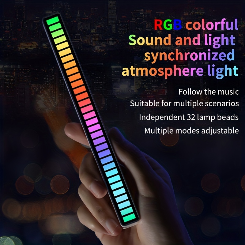 1 Pc RGB Pickup Lampe Stimmenaktiviert Musik Rhythmus Lichter Musik Sync  Tanz Lampe, USB Umgebungslicht, Auto Desktop Kreative Led Pick-up Licht  Farbwechsel Nachtlicht Smart Light Bars 16LEDs 32LEDs - Temu Switzerland