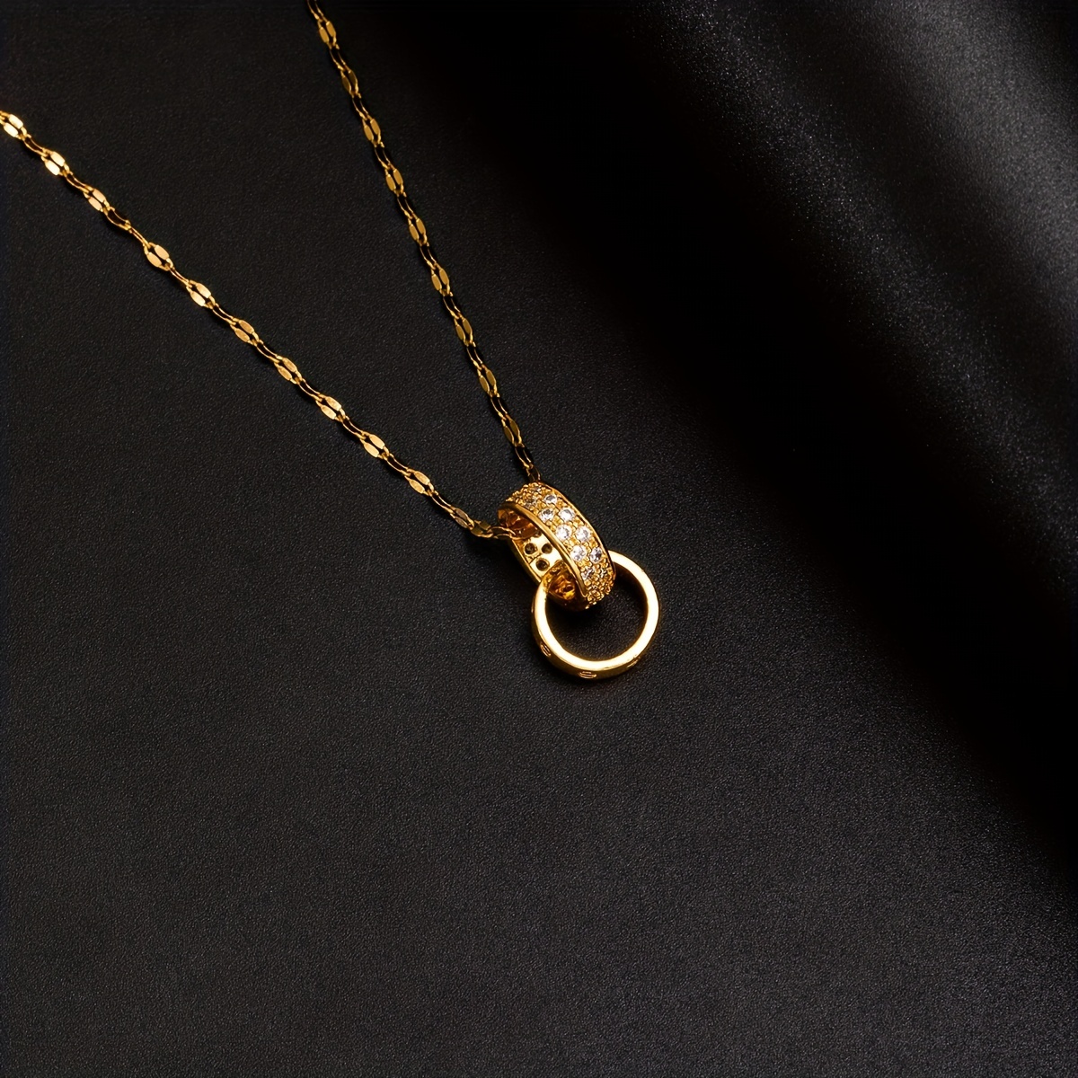 Men's Double Ring Necklace, Temperament Light Luxury Premium Sense