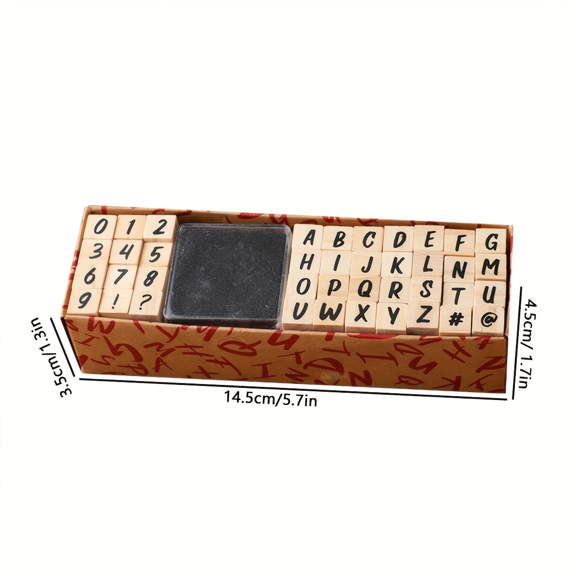  Tvoip 70 sellos del alfabeto, letras decorativas de goma de  madera de la A a la Z, letras 0-9, símbolos de números con caja de madera  para manualidades, tarjetas, álbumes de