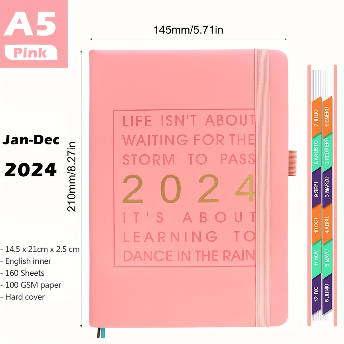 You've Got This A4 2024 Monthly Planner and Notebook - Tall Pink Gumboots