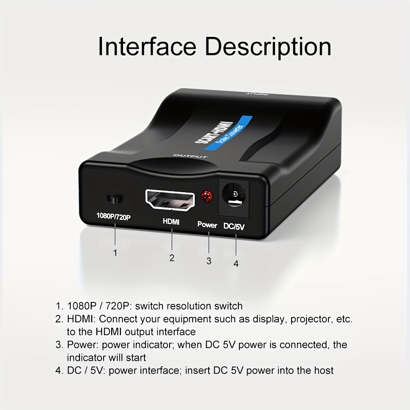 Scart - Convertidor De Audio A Hdmi, Adaptador Escalador