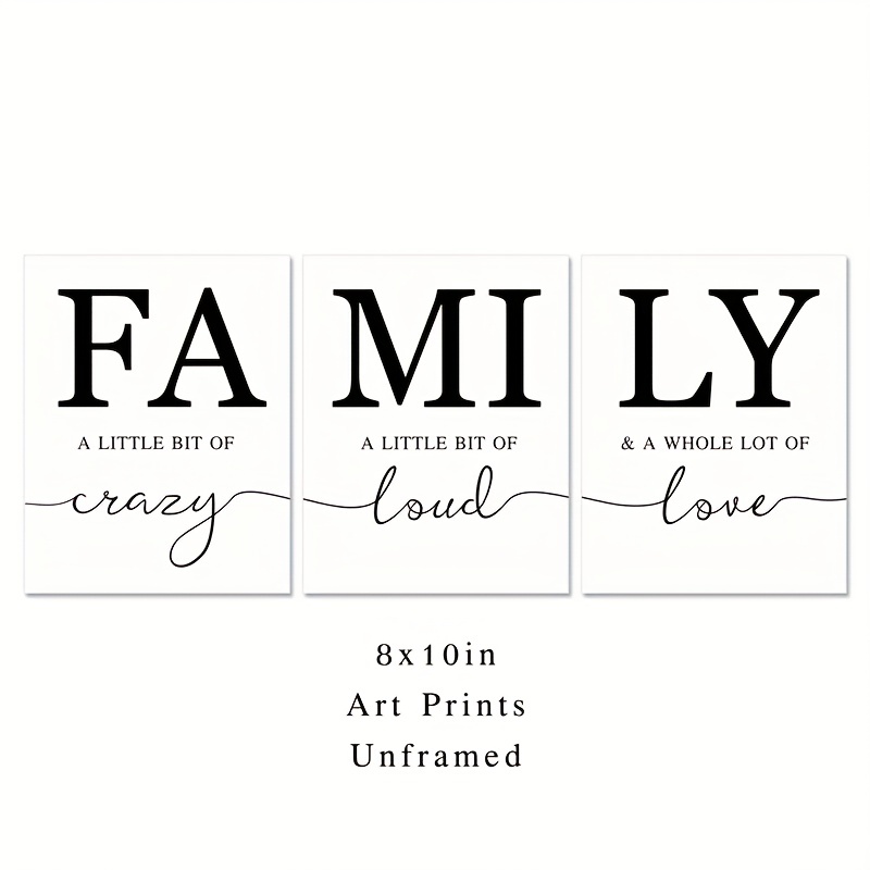 3pcs Family Quotes Wall Art Prints Unframed Home Decoration