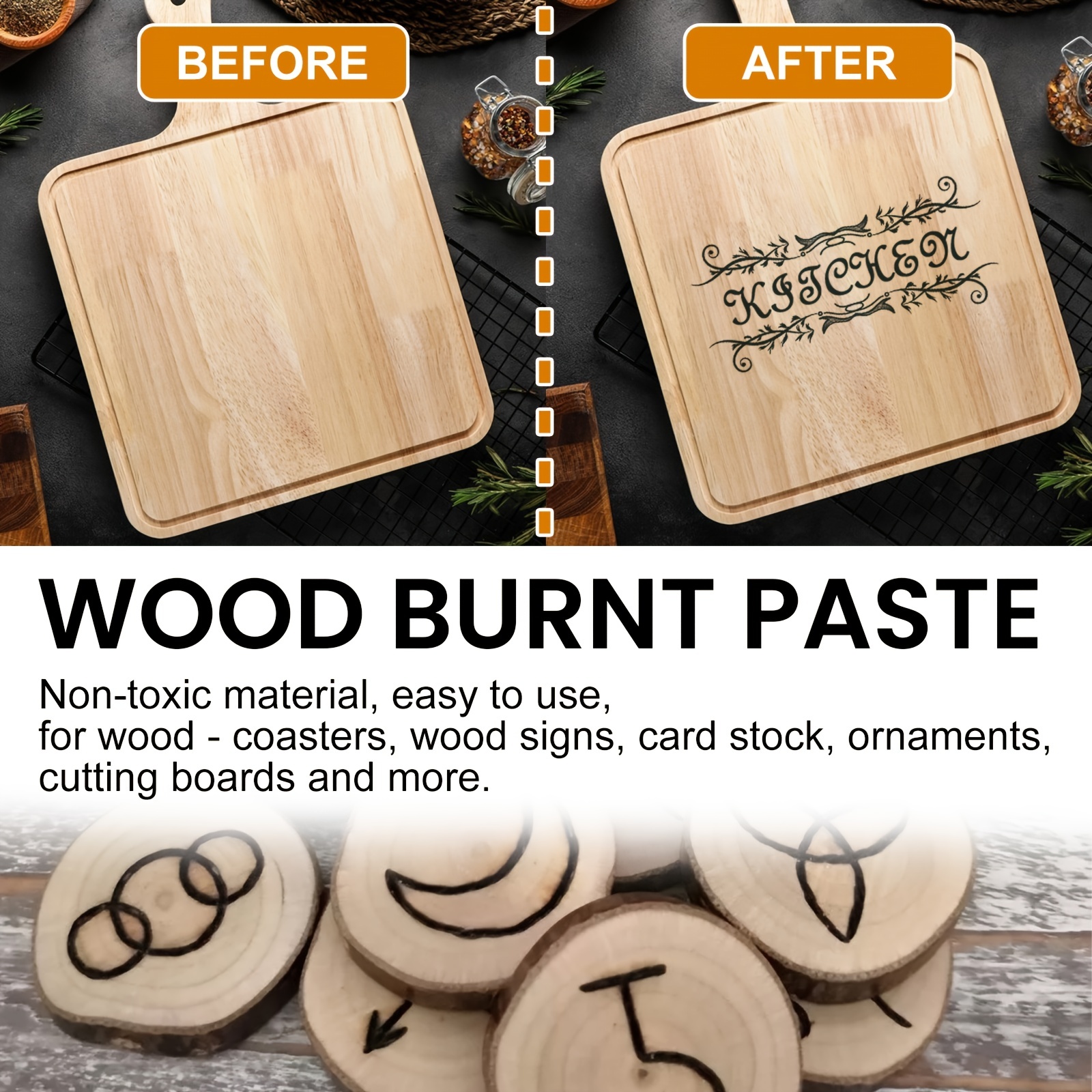 Torch Paste - The Original Wood Burning Paste | Made in USA | Heat  Activated Non-Toxic Paste for Crafting & Stencil Wood Burning | Accurately  & Easily