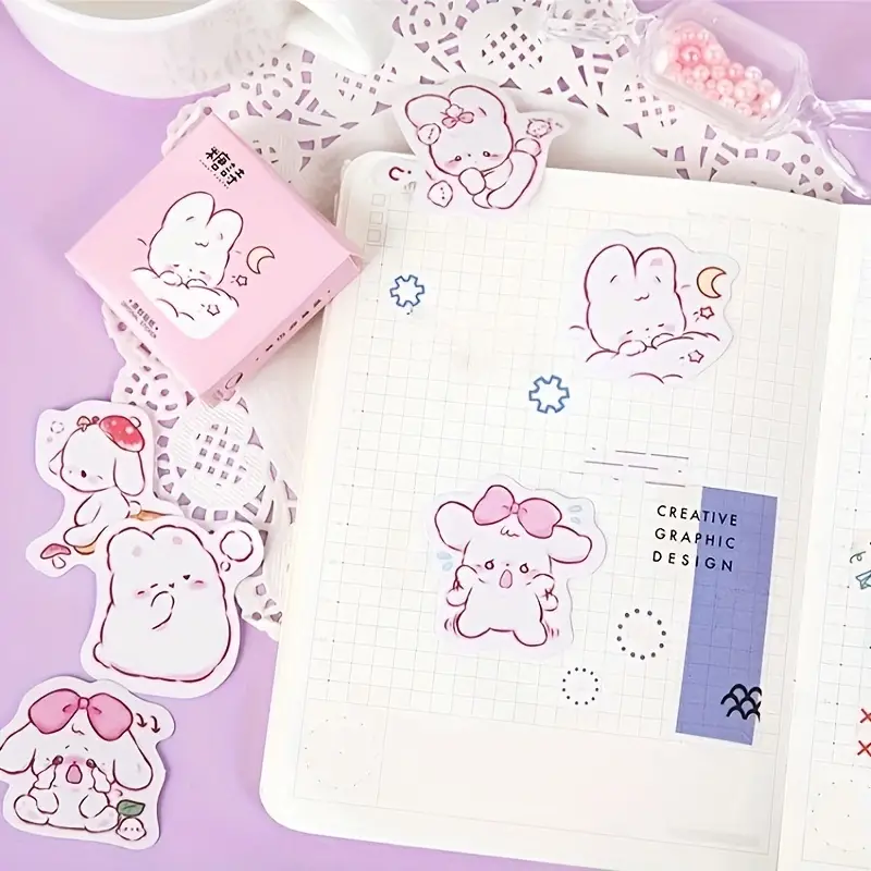 Cute Rabbit Daily Kawaii Decoration Stickers Planner - Temu