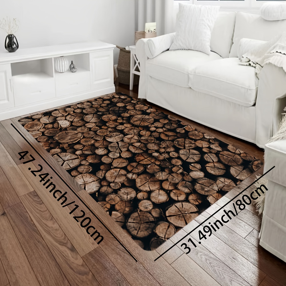 Creative Firewood Pile Pattern Strip Floor Mat Soft Non slip - Temu