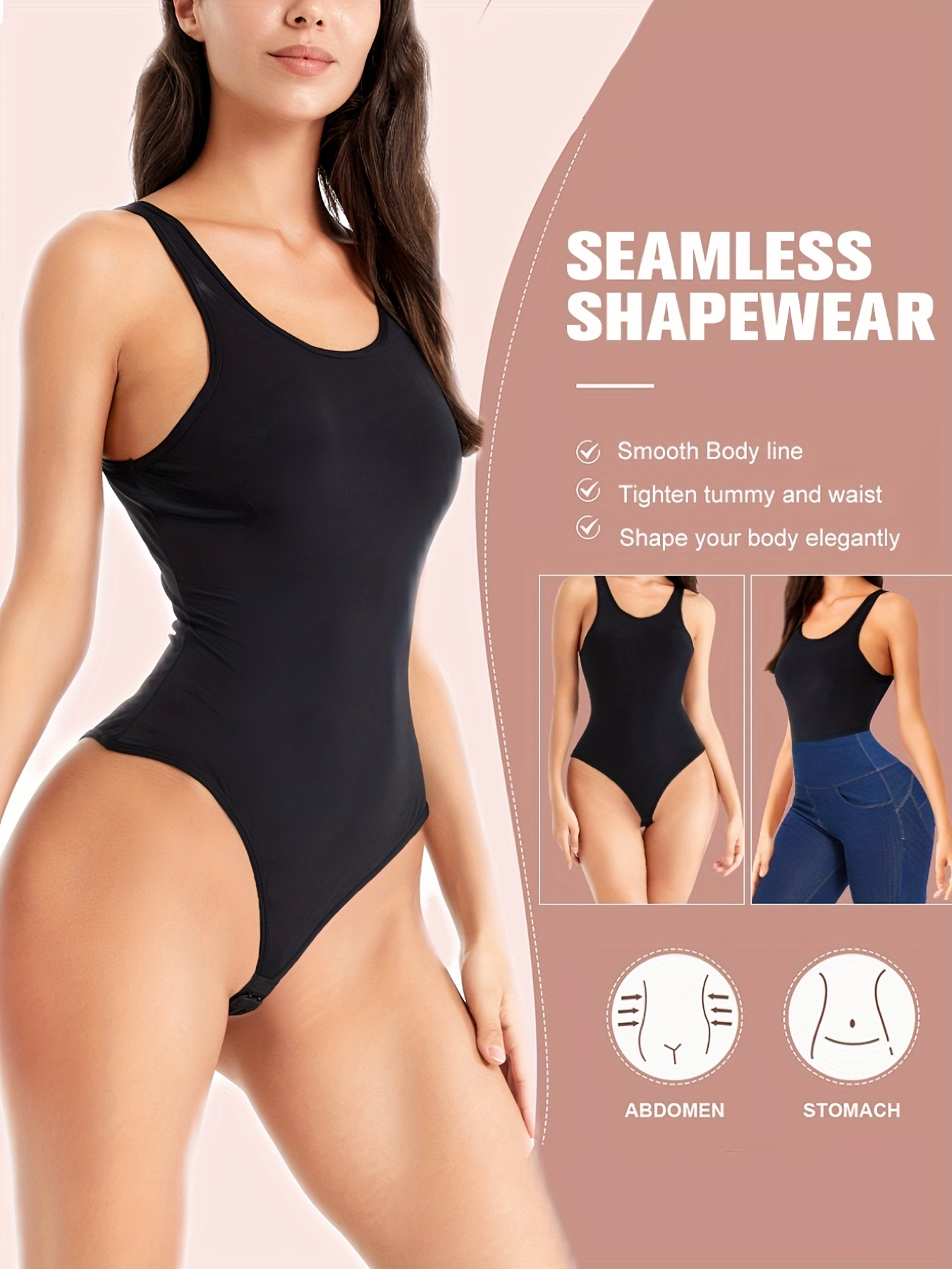 One Piece Solid Bodysuit, Hourglass Body Shaper, Women's Sexy Lingerie &  Shapewear