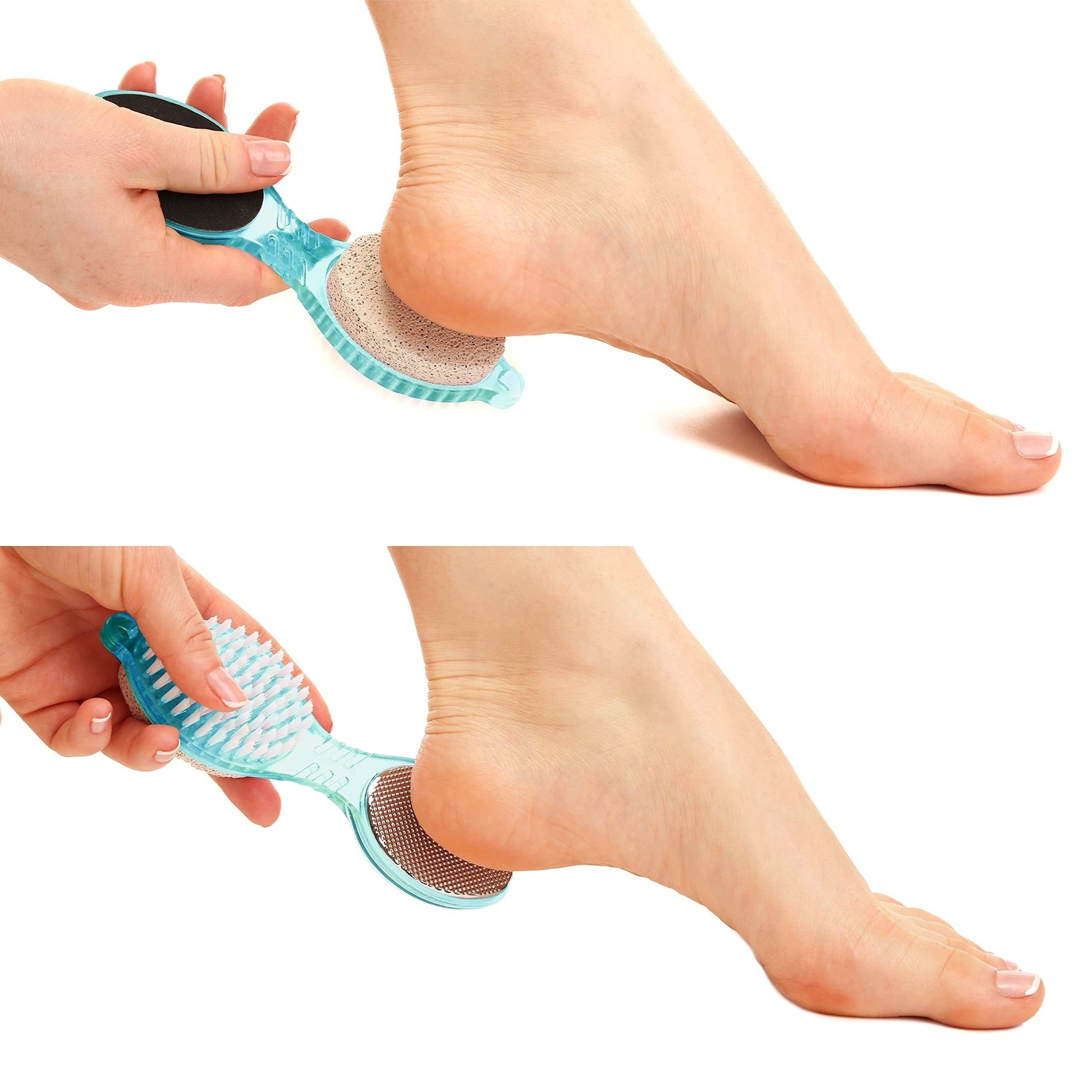 2 Pieces 4 In 1 Pedicure Tool Foot Scrubber Brush For Dry And Wet