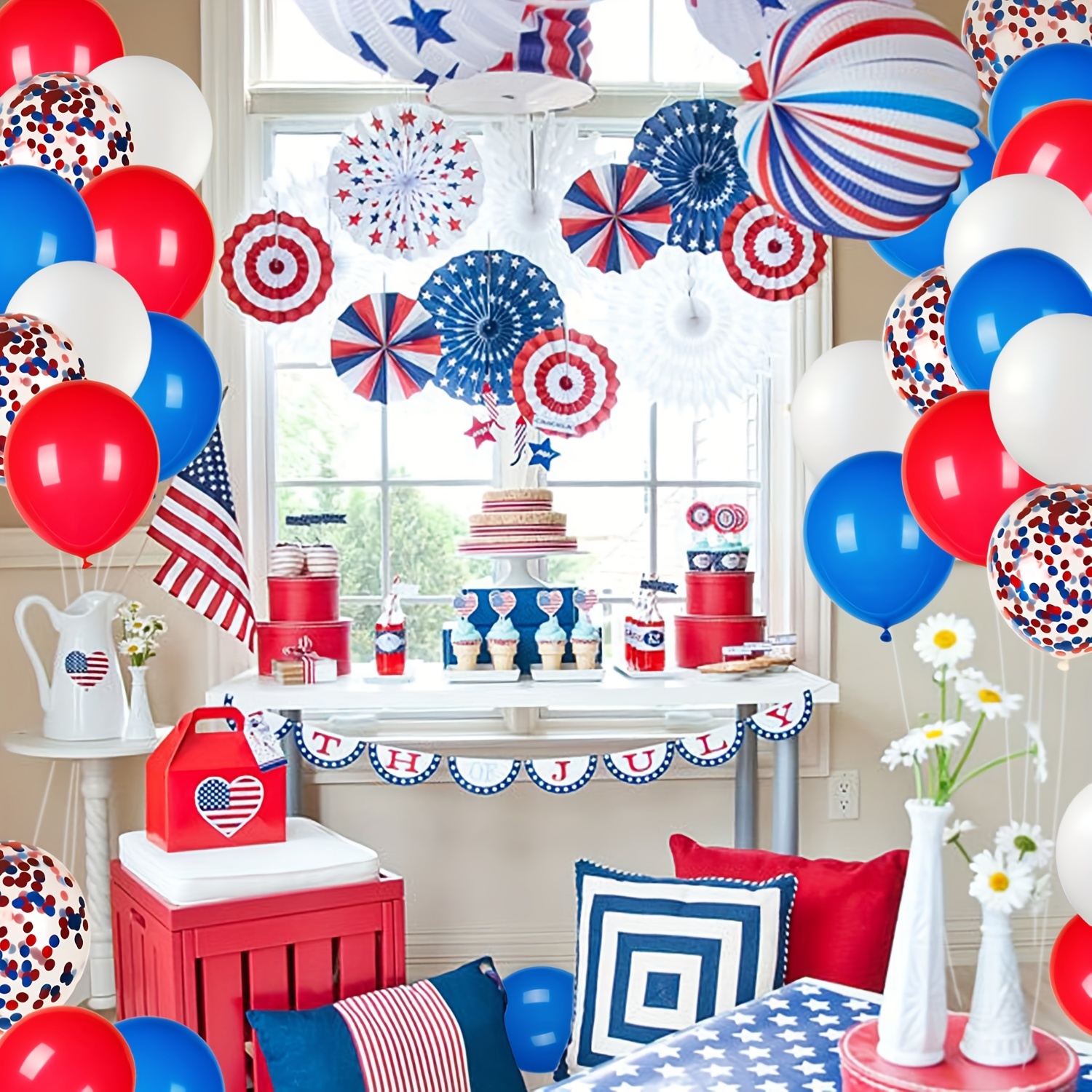 Red and Blue Nautical Latex Balloons (6)