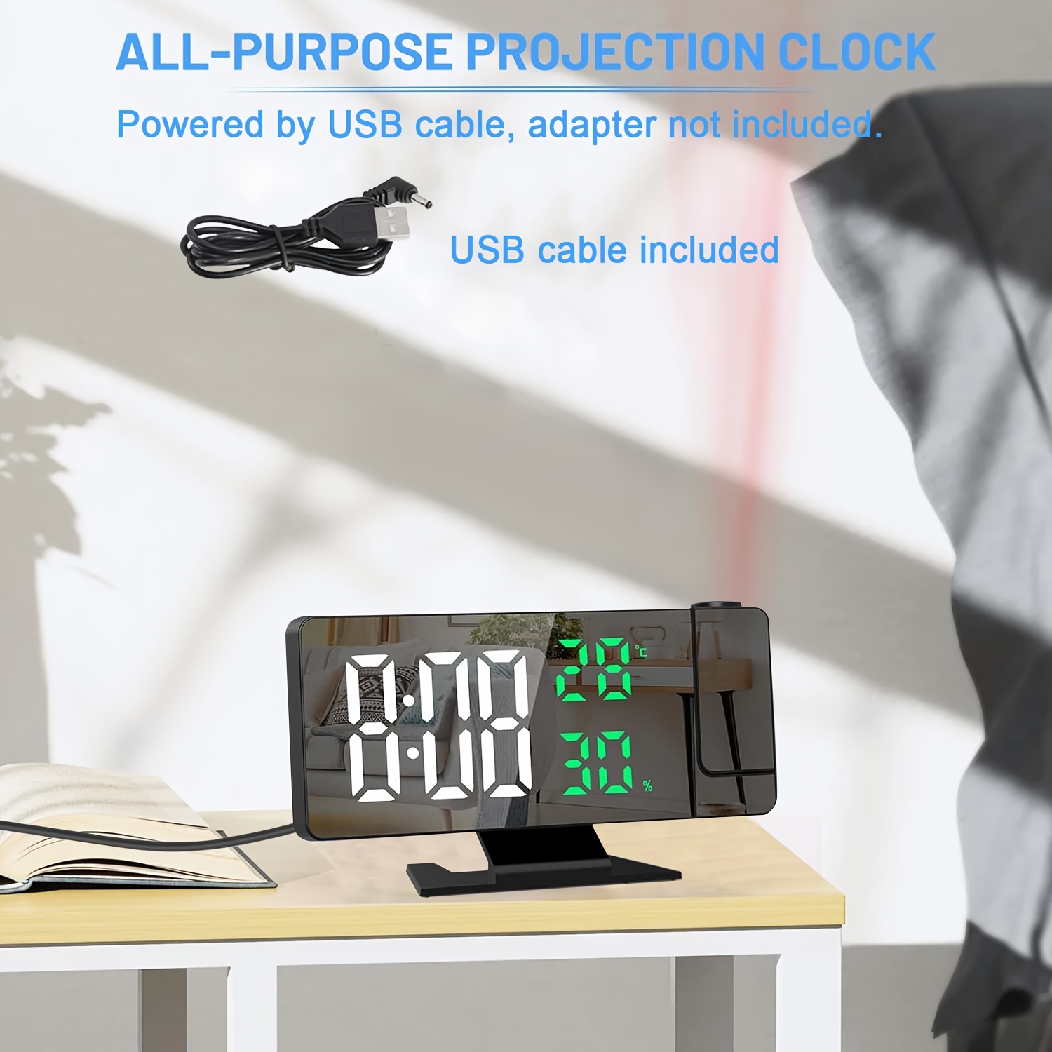 Projection Alarm Clock Digital Clocks Bedside 180° Projector - Temu