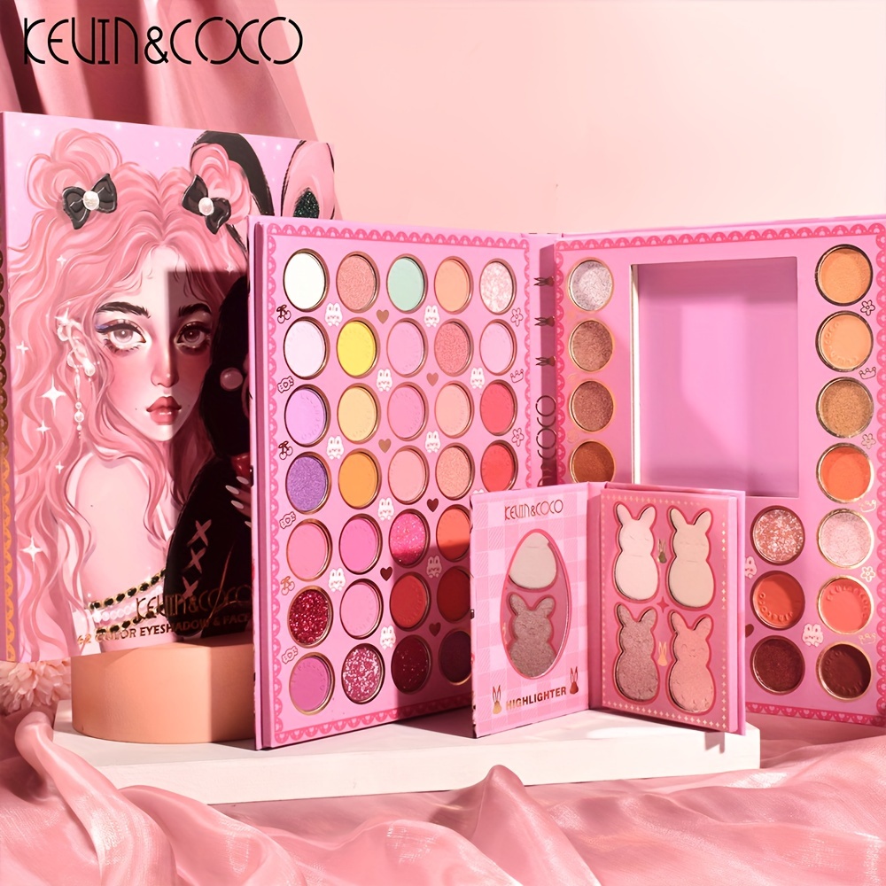 62 Color Rabbit Girl Book Eyeshadow Blush Contour Palette Matte