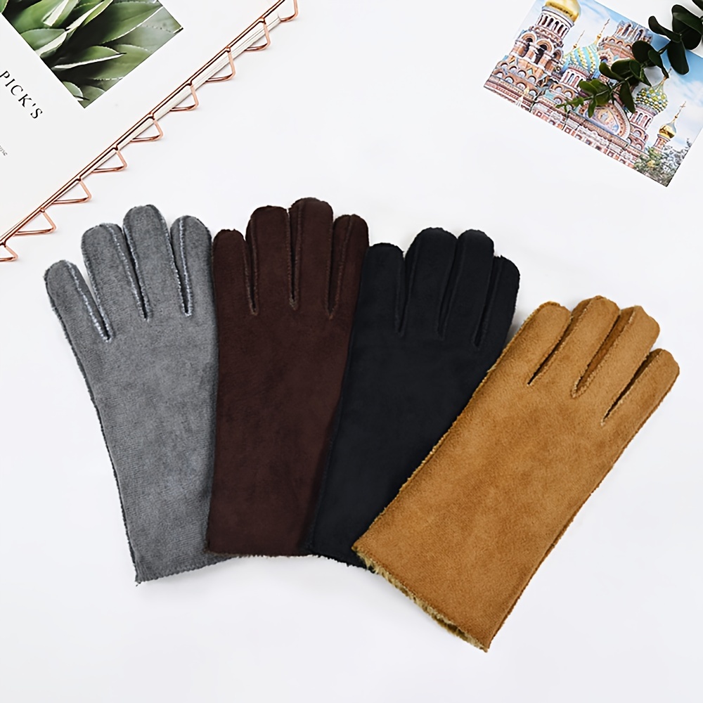 Guantes de tela de ante para mujer, guantes de ciclismo de invierno con  pantalla táctil gruesa y cálidos guantes de dedo completo