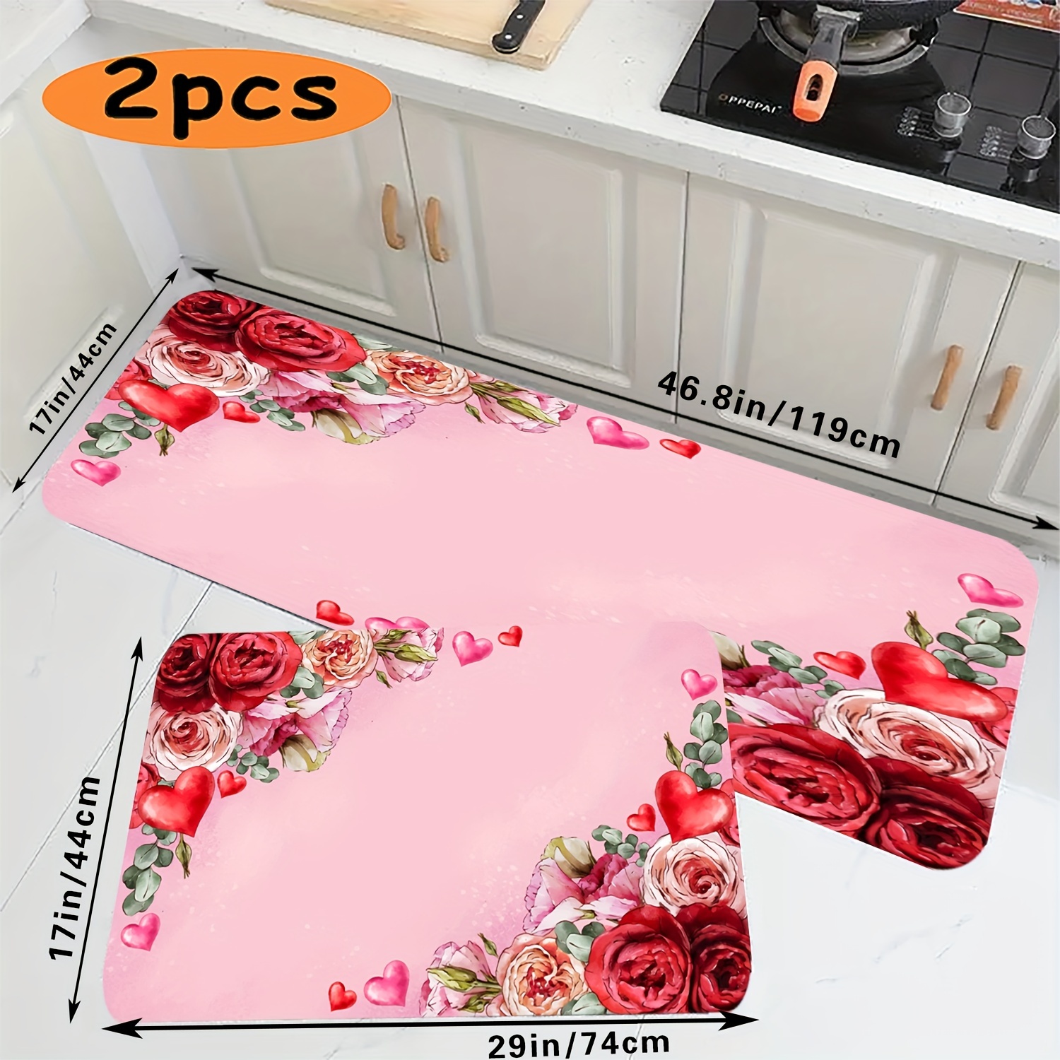  Juego de alfombras de cocina de piña sin costuras con piñas,  tapete de cocina para piso, antideslizante, lavable, tapete de baño,  alfombra cómoda, decoración de pie : Hogar y Cocina