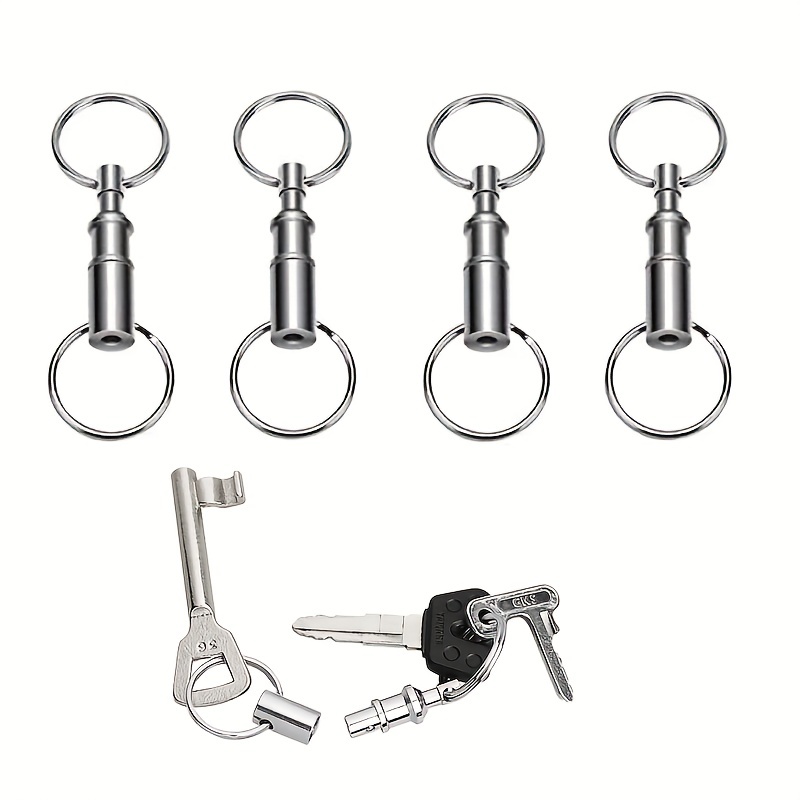 Temu 3pcs Dual Detachable Keychain Removable Pull Apart Keyring Double Split Rings Metal Quick Release Keychain Carabiner Key Holder Car Keychain