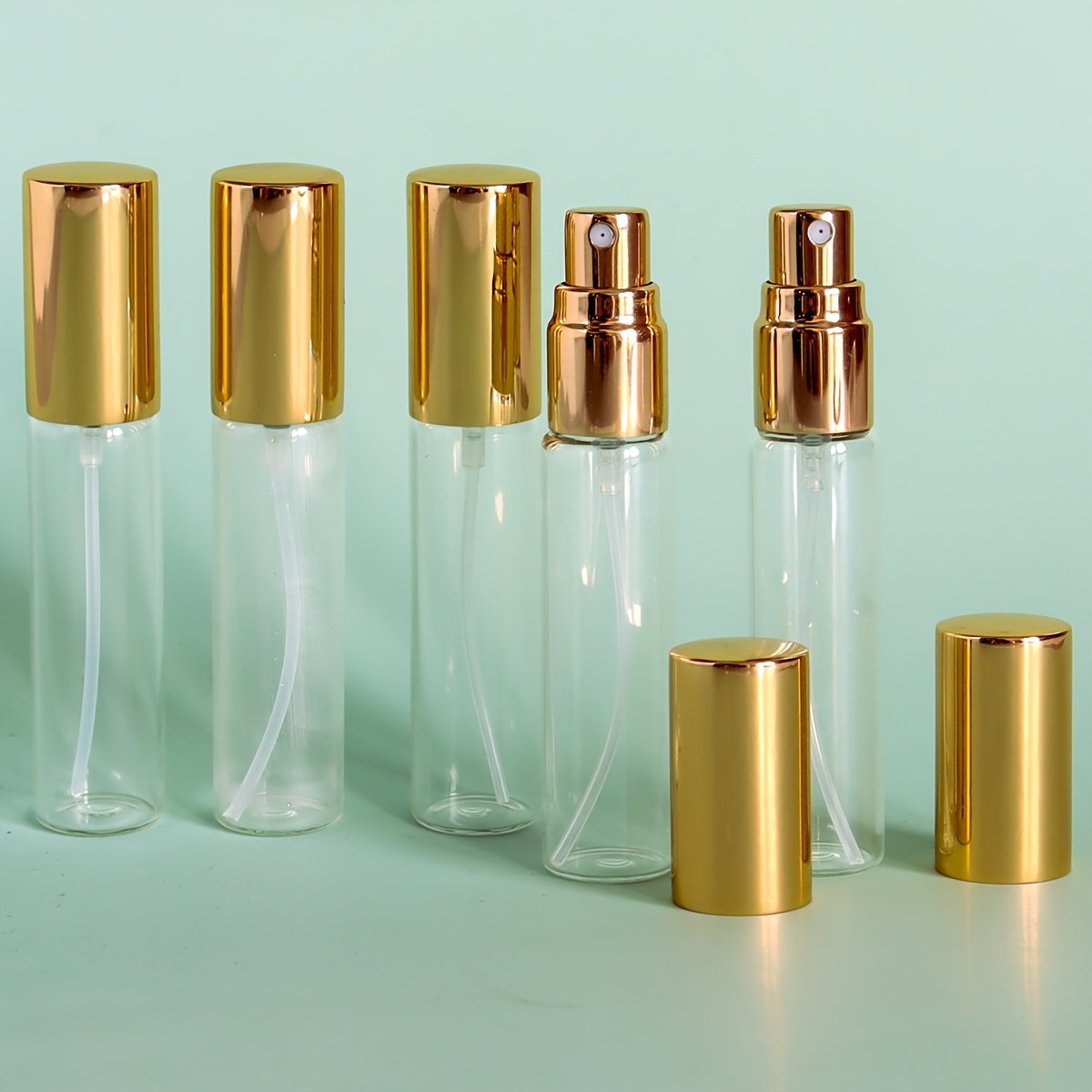 5pcs 10ml Empty Transparent Glass Perfume Spray Bottle With Electrolytic Aluminum Nozzle Portable Toner Bottle Travel And Sub-packaging Container