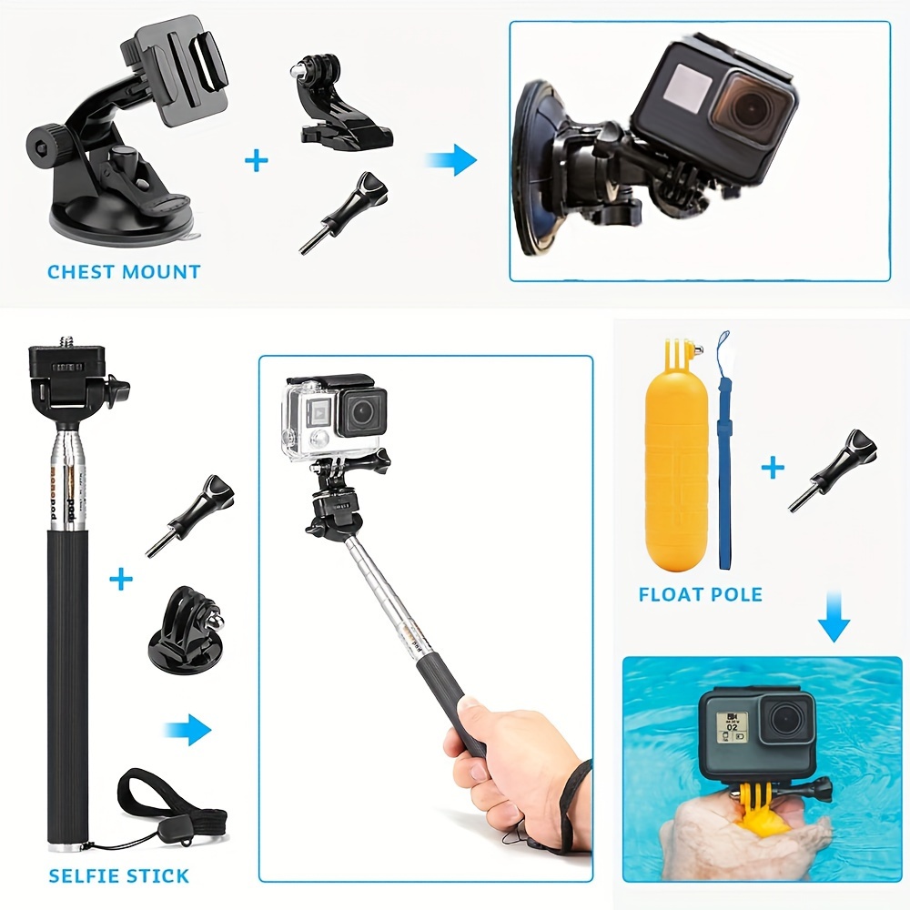 50 in 1 Action Camera Accessory Kit Compatible with GoPro  Hero11/10/9/8/7/6/5, GoPro Max, GoPro Fusion, Insta360, DJI Osmo Action,  AKASO, and More