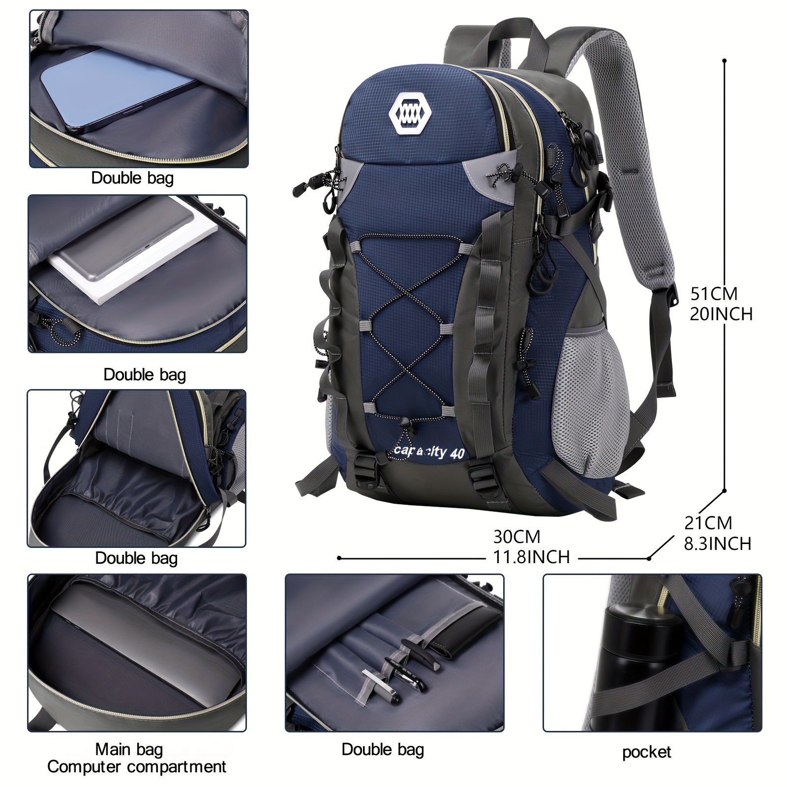 Hiking Backpack Men's Travel Bag Large Capacity Backpack Waterproof Outdoor  Sports Mountaineering Bag Outdoor Backpack