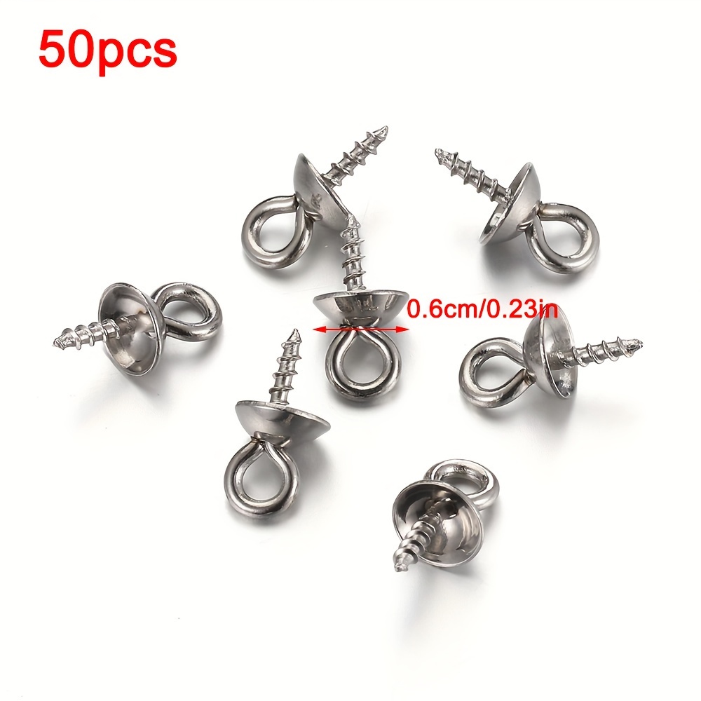 50pcs Stainless Steel Pins Bail Top Drilled Beads End Caps Pendant Connectors For Bracelet Necklace Earring Jewelry Making Supplies