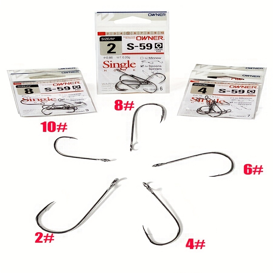 Size No. 2 10 Single Hook Big Eye Barbed Fishing Hooks - Temu