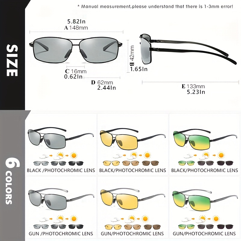Photochromic Driving Fishing Glasses Mens Polarized Sunglasses