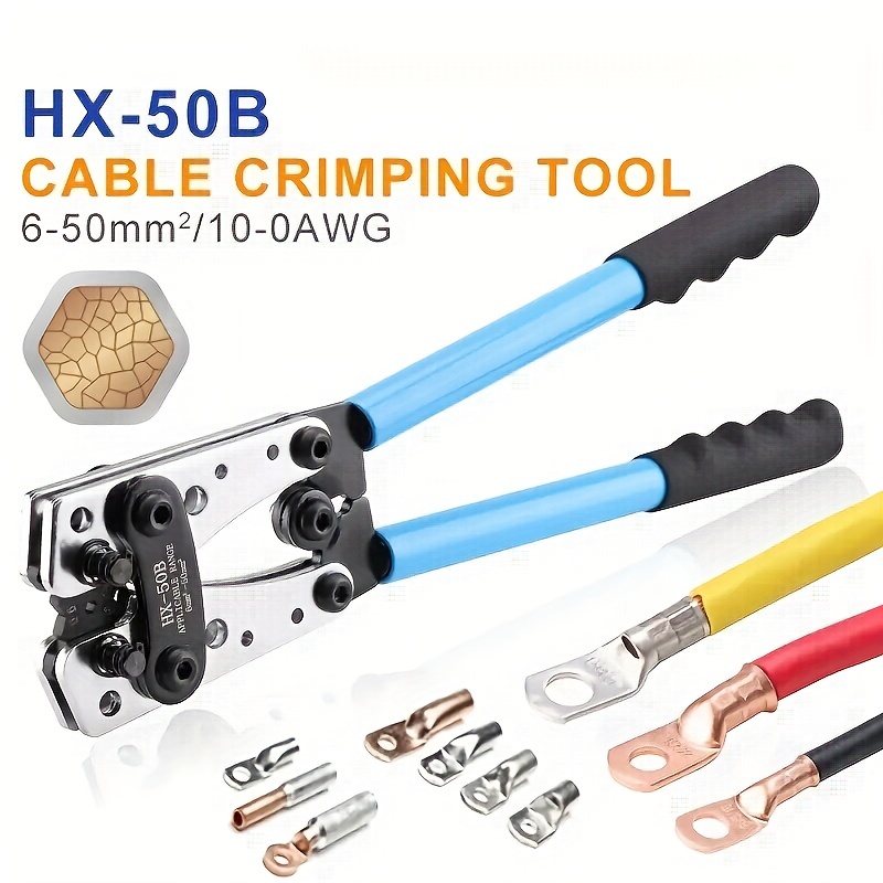 Battery Cable Copper Lug Crimping Tool Hx 50b 10 1 Awg - Temu