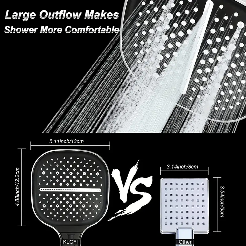 1pc 7 speed square shower head large panel booster shower nozzle water saving piano adjustable massage bathroom shower head bathroom accessories details 2