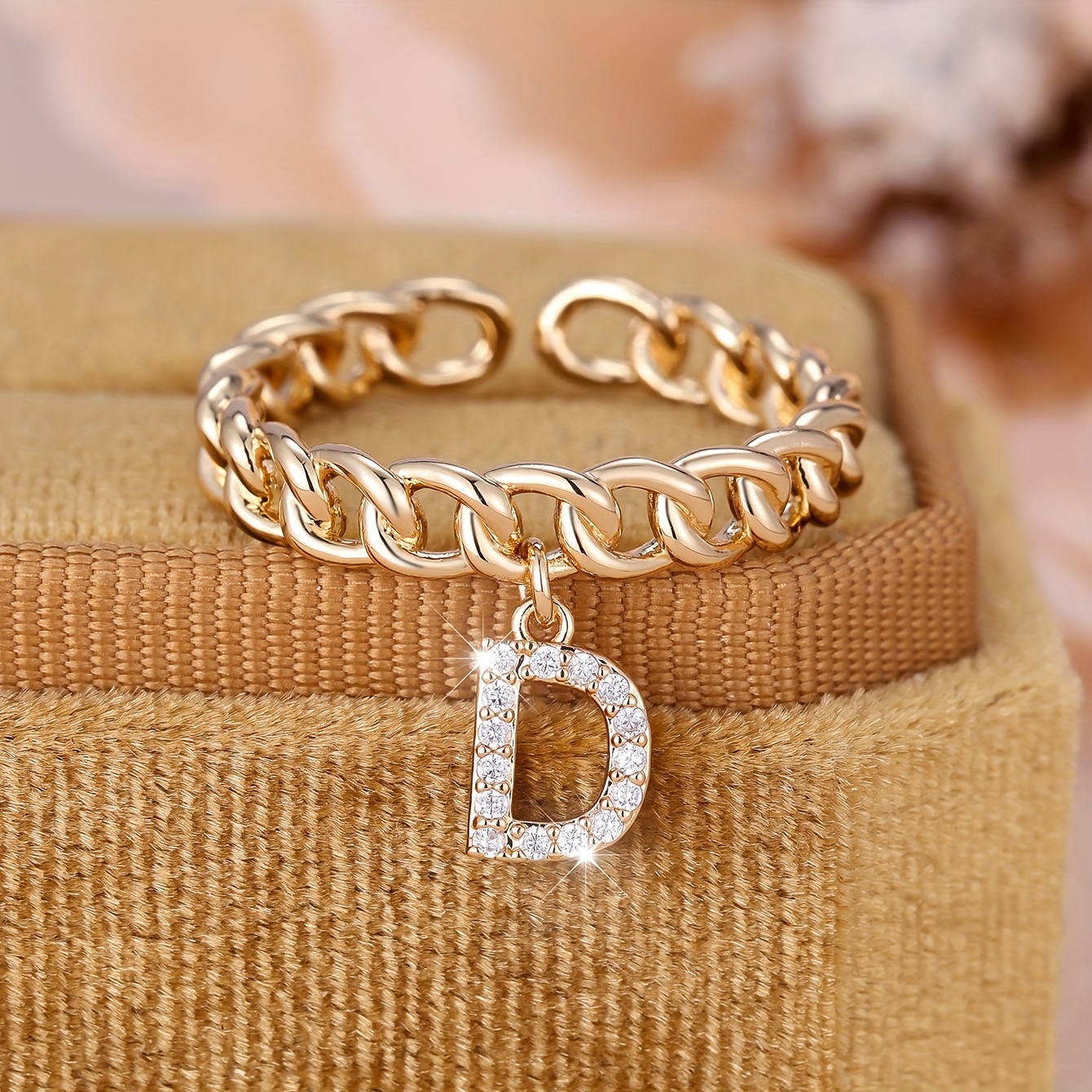 Stylish Cross Weave Letter Pendant Ring - A Name Ring