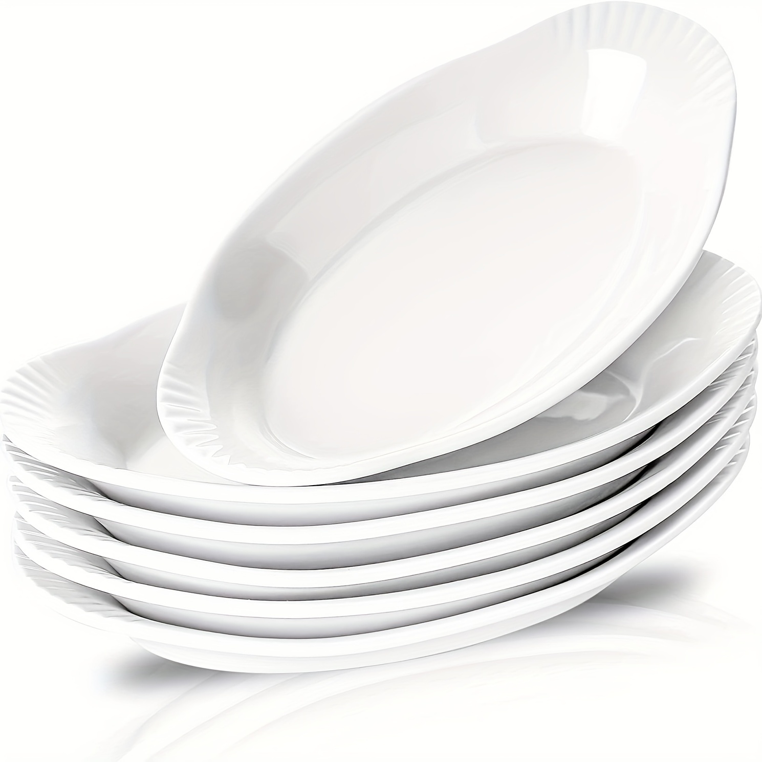  Ebros - Platos ovalados de porcelana blanca natural, diseño  moderno, contemporáneo, elegante, platos ovalados de porcelana blanca  natural, suministros de restaurante, aptos para lavavajillas y microondas  (3, 16 pulgadas de largo) 