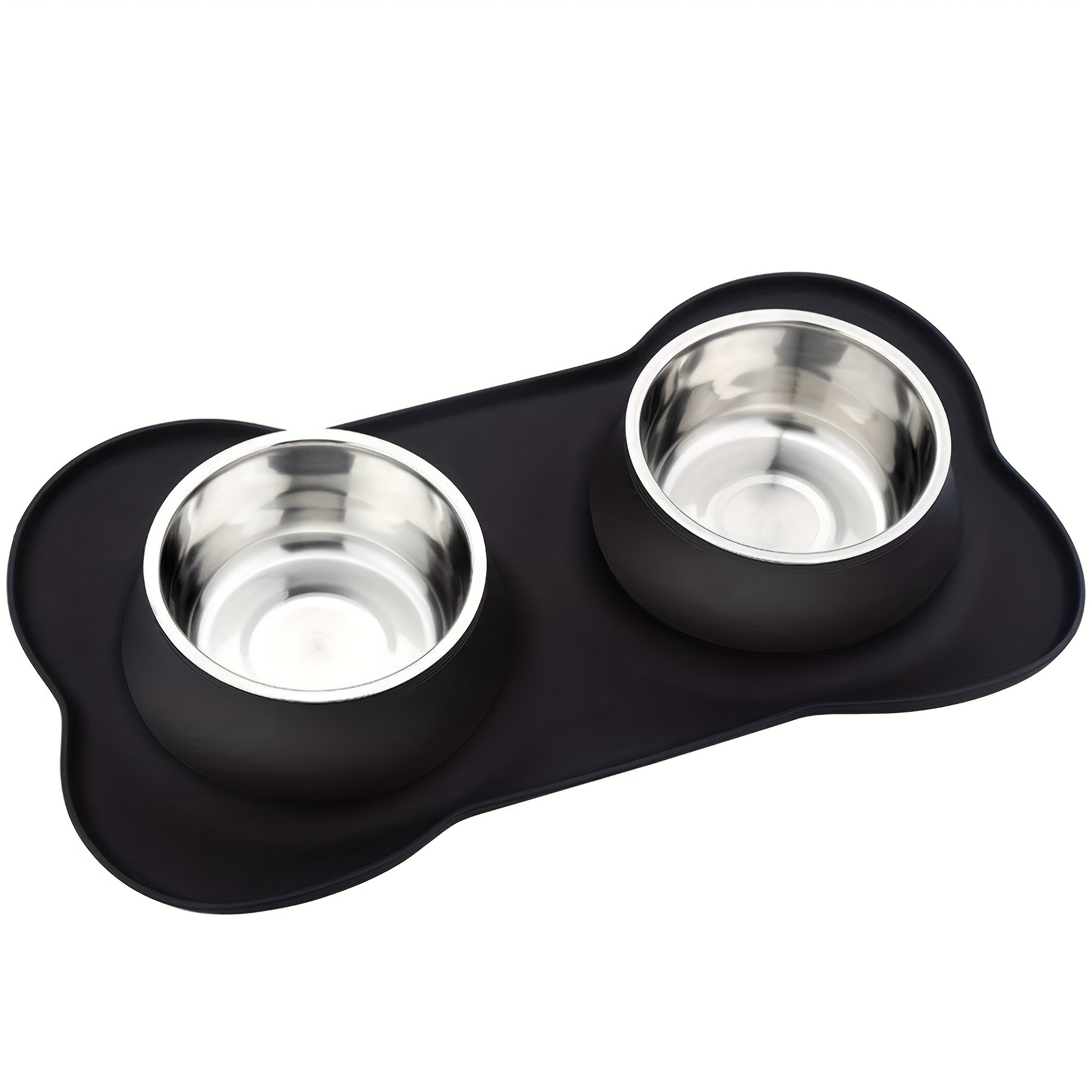 Ceramic Dog Bowl Set with Silicone Mat Non-Skid Non-Spill, Wide