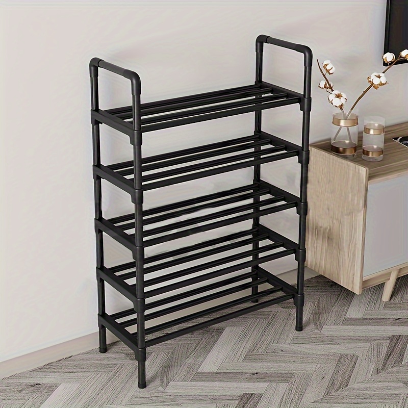 4-Tier Expandable Shoe Rack, Adjustable Shoes Organizer Storage Shelf,  Wooden and Metal Free Standing Shoe Rack for Closet Entryway Doorway Garage  and Small Space 