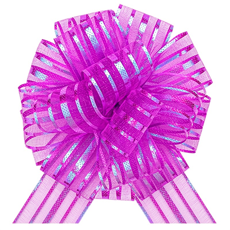 ALIBBON 80 Pieces Pull Bows for Gift Baskets, 8 Color Valentine's Day Gift Wrapping Decor, Glitter Pull Bow with Ribbon, Large Pull Bow for Birthday