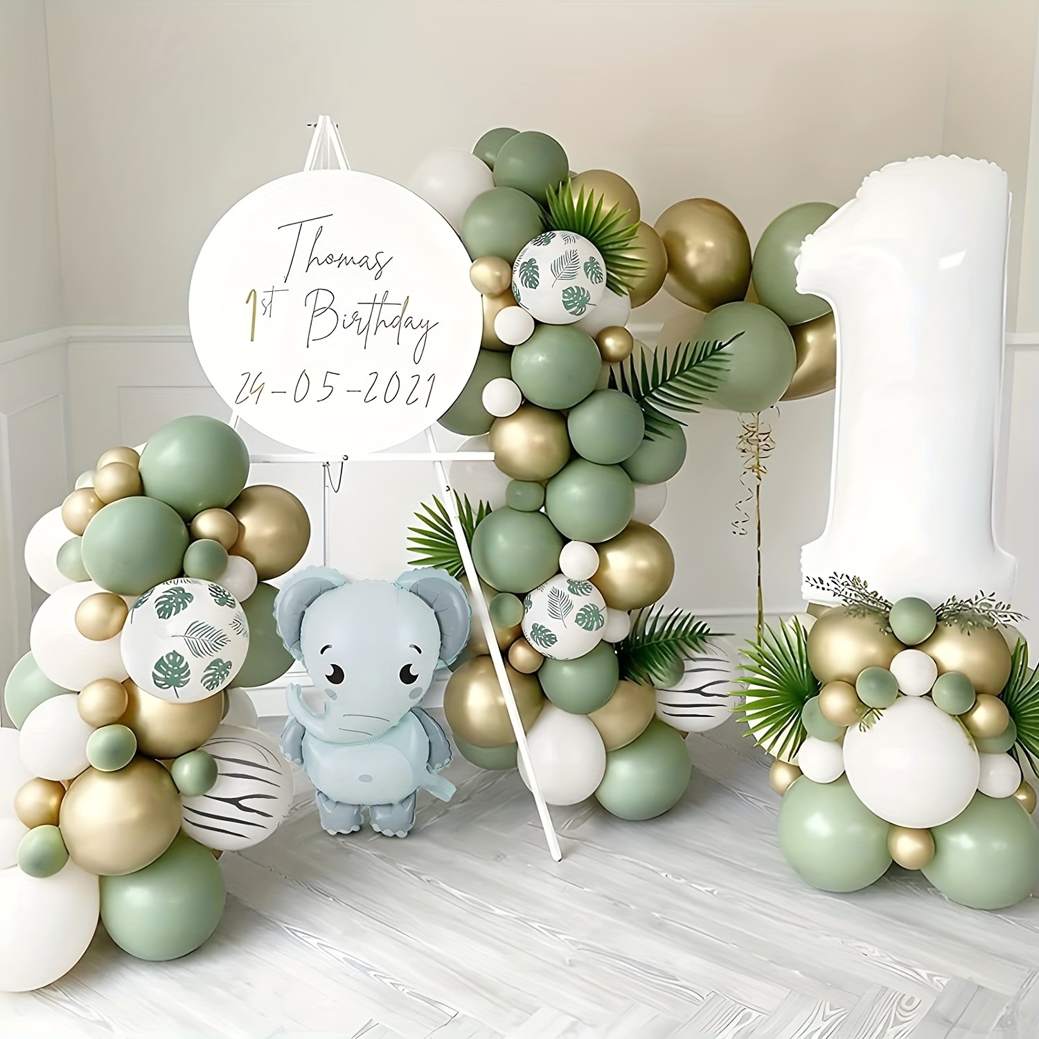 Decoración de globos de primer cumpleaños para niño y niña, 1 año, Baby  Shower