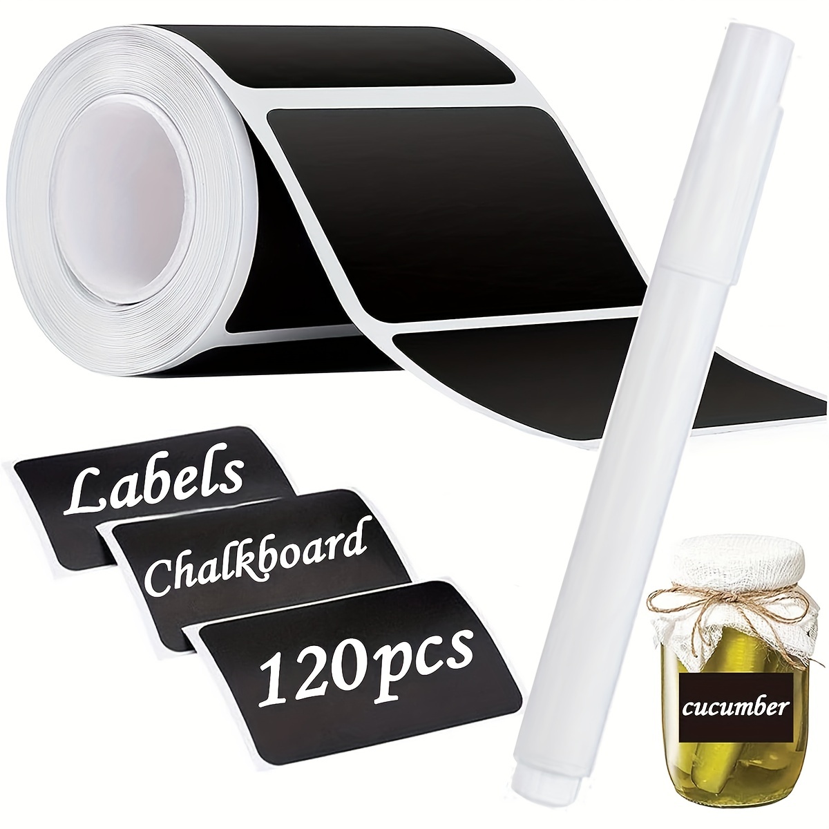 Vinyl Sticker Labels - Small Medium Large Chalkboard Labels with Erasable Chalk  Marker Pen - Variety of styles Reusable Removable Waterproof Dishwasher  Safe Premium Blackboard Stickers for Mason Jars Glass Bottles Storage