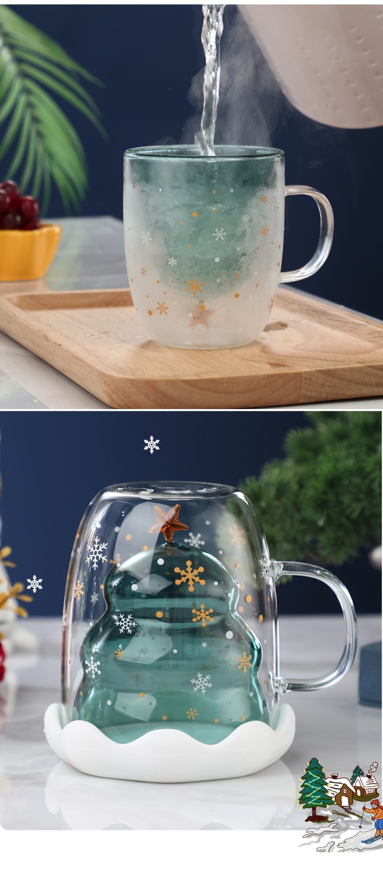 Double wall Christmas tree mug – Wine and Coffee lover