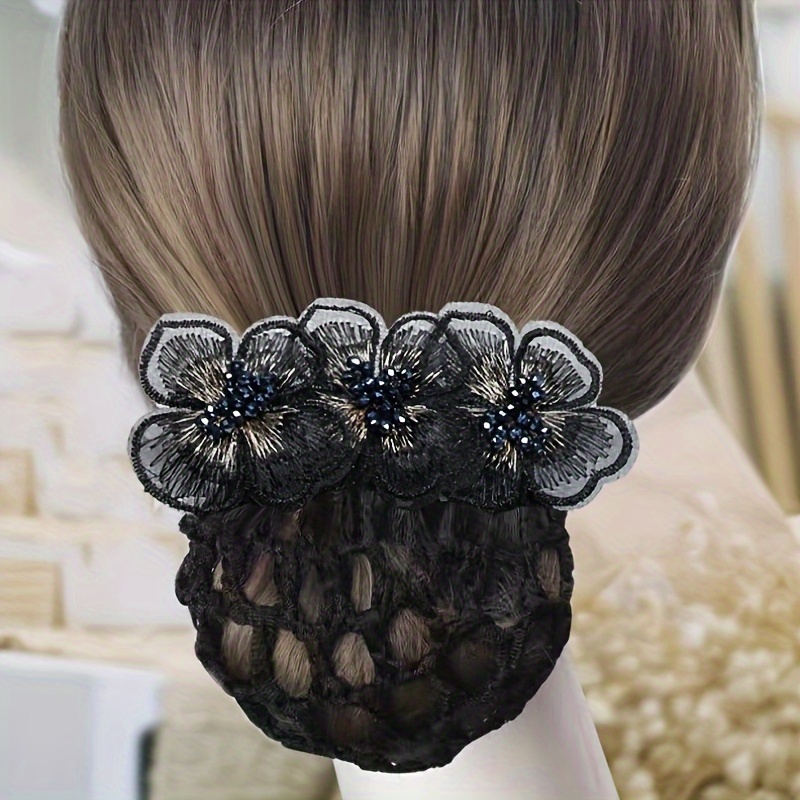 

Elegant Floral Hair Bun Net Clip For Women - Polyester & Spandex, Perfect For Professionals 14+ Hair Accessories For Women Hair Clips For Women
