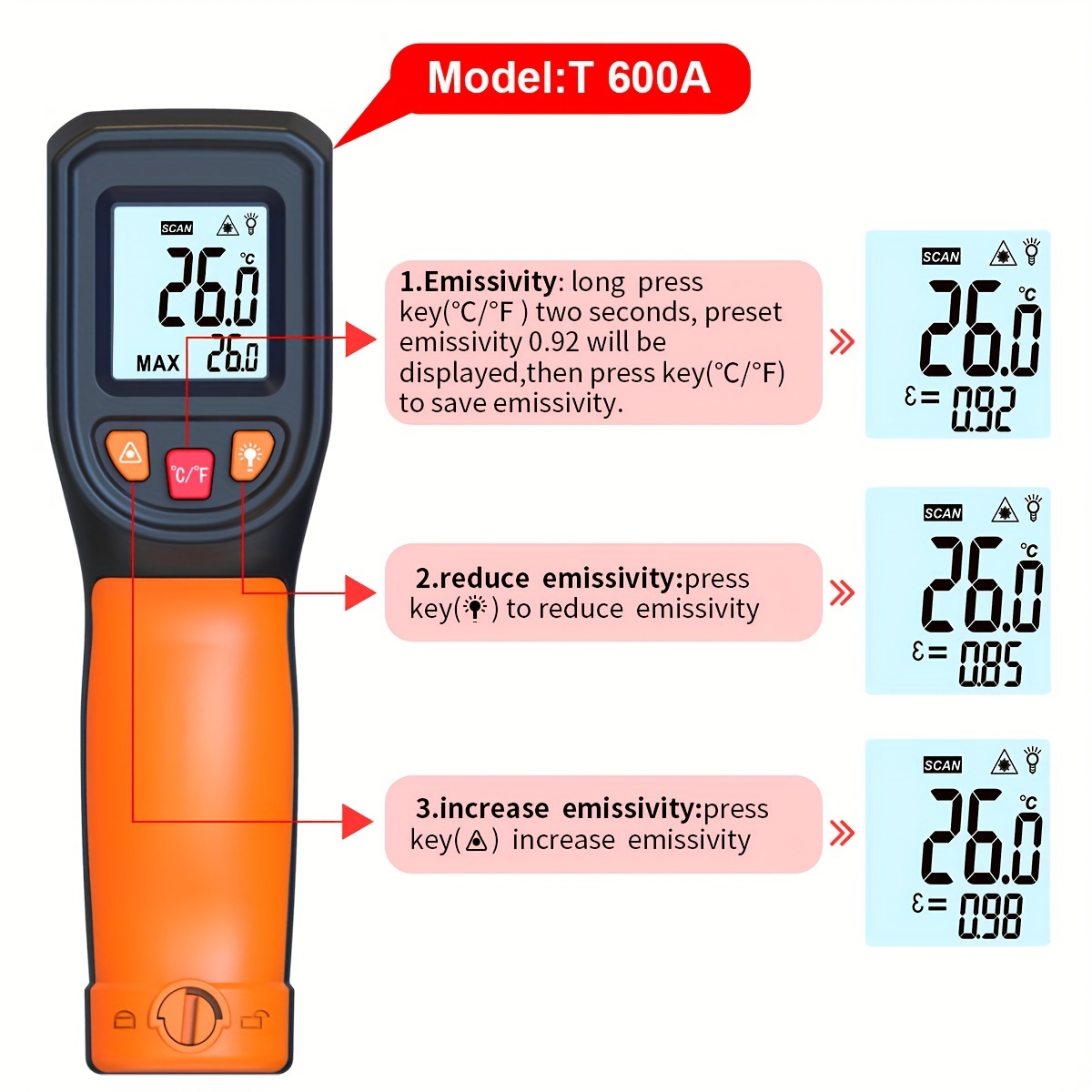 Infrared Thermometer Gun, Handheld Heat Temperature Gun For Cooking Tester,  Pizza Oven, Grill & Engine - Laser Surface Temp Reader -58f To 1112f - Not  For Humans - Temu