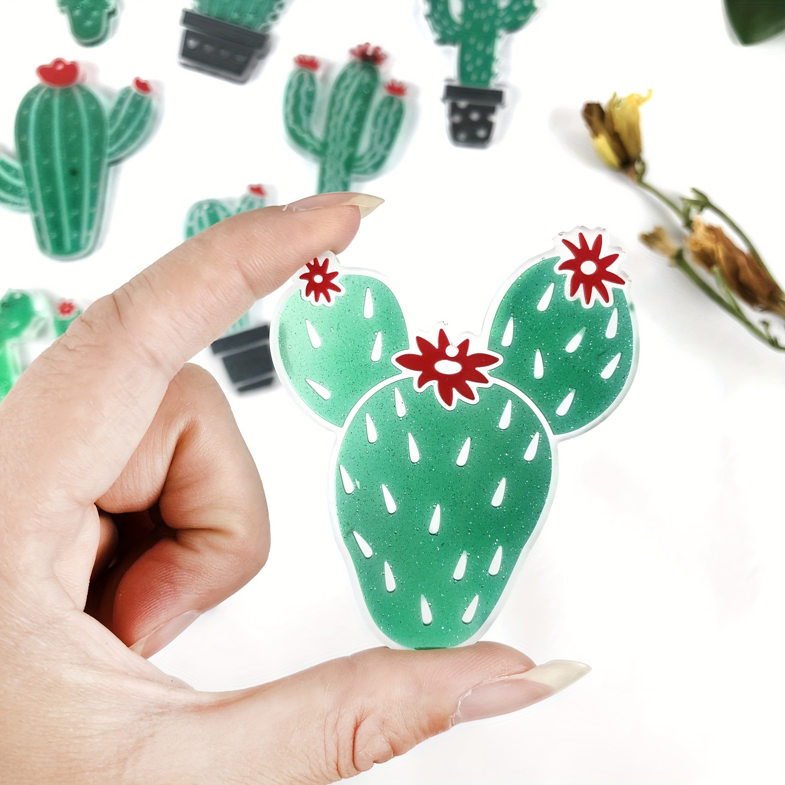 Resin Cactus Keychain Pendants Set Silicone Mold Diy Jewelry - Temu