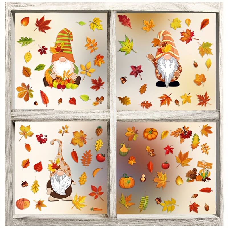 JMANNI Fall Window Clings, 9 Sheet Autumn Window Clings for Glass Autumn  Window Stickers Thanksgiving Clings for Windows Autumn Clings for Windows