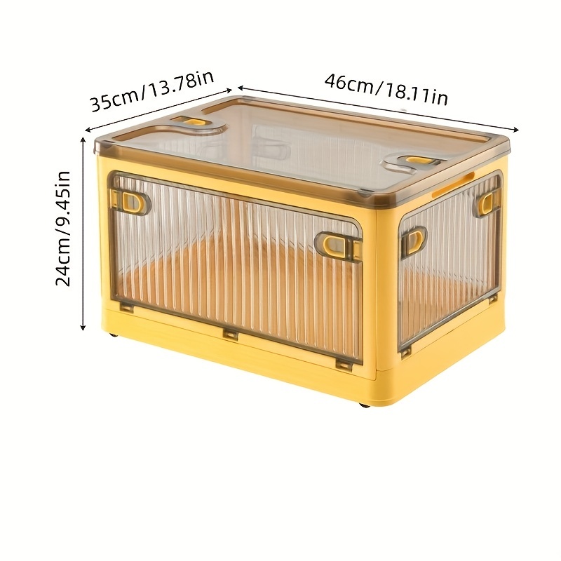 Transparent Folding Storage Box for Clothing Books Four Sided Open